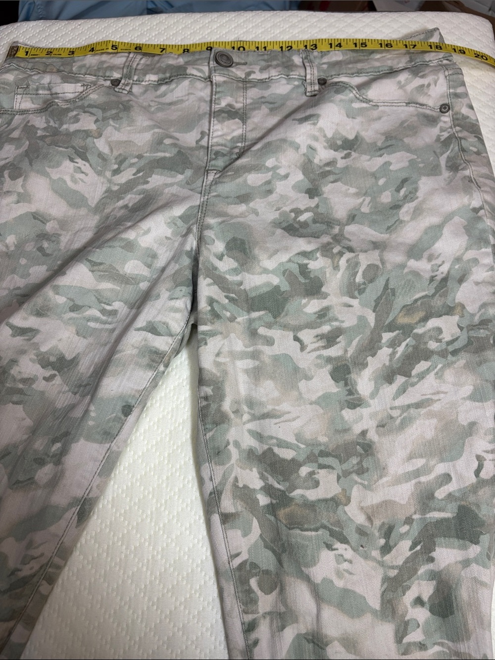 Code Bleu Light Green & Cream Camo Jeans